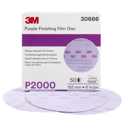 3M 30666 2000 grit Hookit Purple finishing film disc 6 inches, 50 pack, no holes