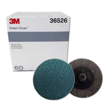 3M 36526 - 60 Grit Green Corps Roloc Abrasive Disc (2in, 25 Pcs)