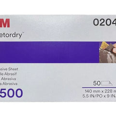 3M 02045 2500 grit Wetordry abrasive sandpaper sheets, 50 pack