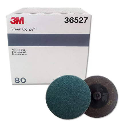 3M 36527 - 80 Grit Green Corps Roloc Abrasive Disc (2in, 25 Pcs)