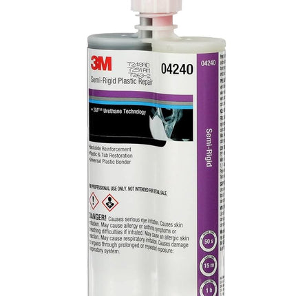 3M 04240 - Semi-Rigid Plastic Repair Adhesive, 200 mL Cartridge, Liquid, Black/Clear, 1 to 1.2