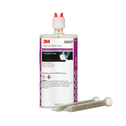 3M 04247 - Super Fast Plastic Repair, 200 mL Duo-Pak Cartridge, Viscous, Clear, 1 to 4 hr Curing