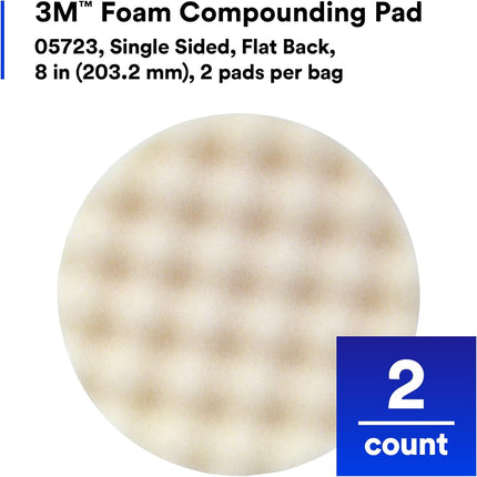 3M 05723 - Foam Compounding Pad, Single Sided Flat Back (8in, 2 Pcs)