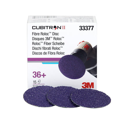 3M 33377 - 36 Grit Cubitron II Fibre Roloc Disc (2in, 15 Pcs)