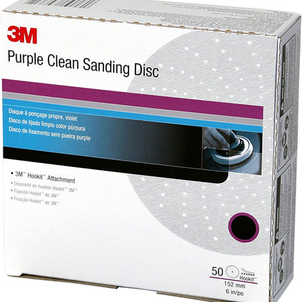 3M 30760 - 800 Grit Hookit Purple Clean Sanding Disc (6in, 50 Pcs, Holes)