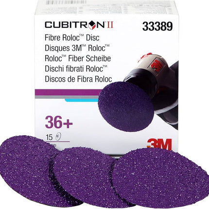 3M 33389 - 36 Grit Cubitron II Fibre Roloc Disc (3in, 15 Pcs)
