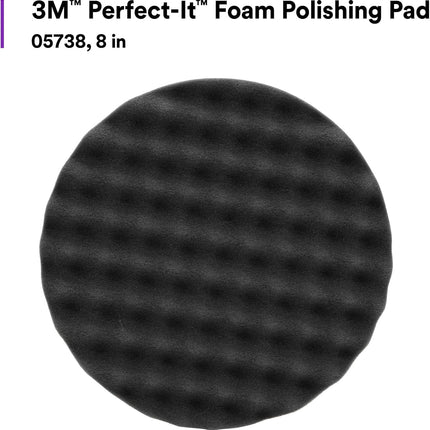 3M 05738 - Perfect-It Black Foam Polishing Pad, Flat Back Waffle Face (8in)