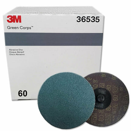3M 36535 - 60 Grit Green Corps Roloc Abrasive Disc (3in, 25 Pcs)