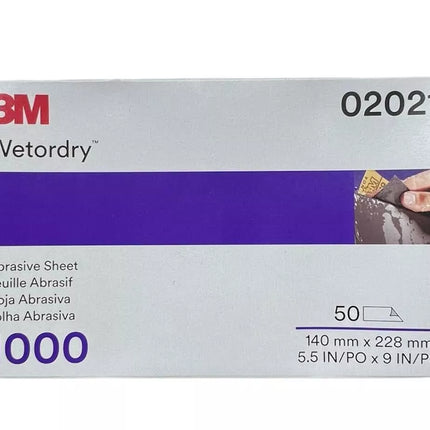 3M Wetordry Abrasive Sandpaper Sheet (02021, 2021), 1000 Grit, 50 Count