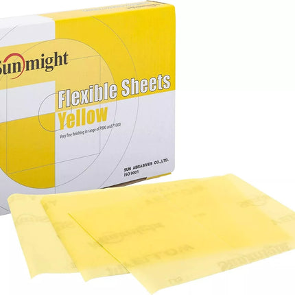 SUNMIGHT 60119 - 800/1000 Grit Yellow Flexible Sheets 5.25in x 6.75in (25 Pcs)