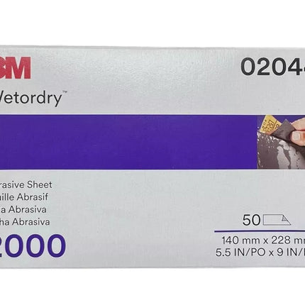 3M Wetordry Abrasive Sandpaper Sheet (02044, 2044), 2000 Grit, 50 Count